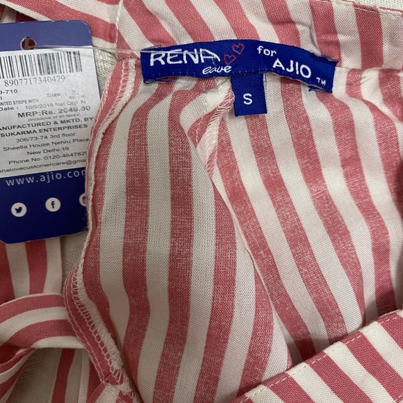 NWT Rena for Ajio long white and pink striped dress size S - Picture 10 of 12